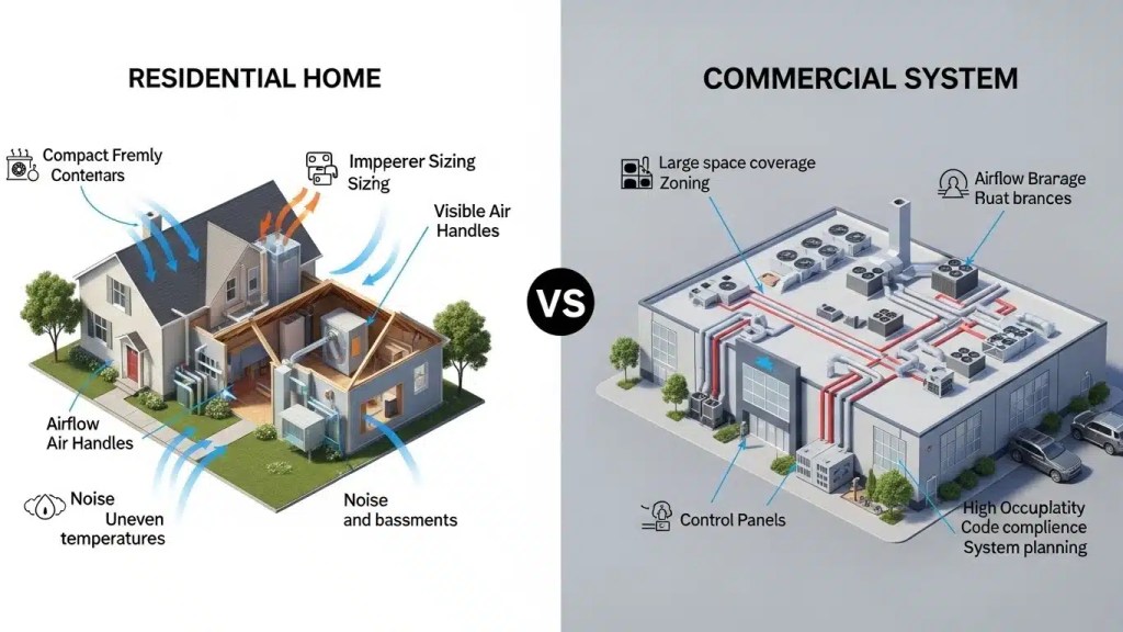 HVAC vents and diffusers in a modern room, showing correctly planned air distribution for balanced comfort and airflow.