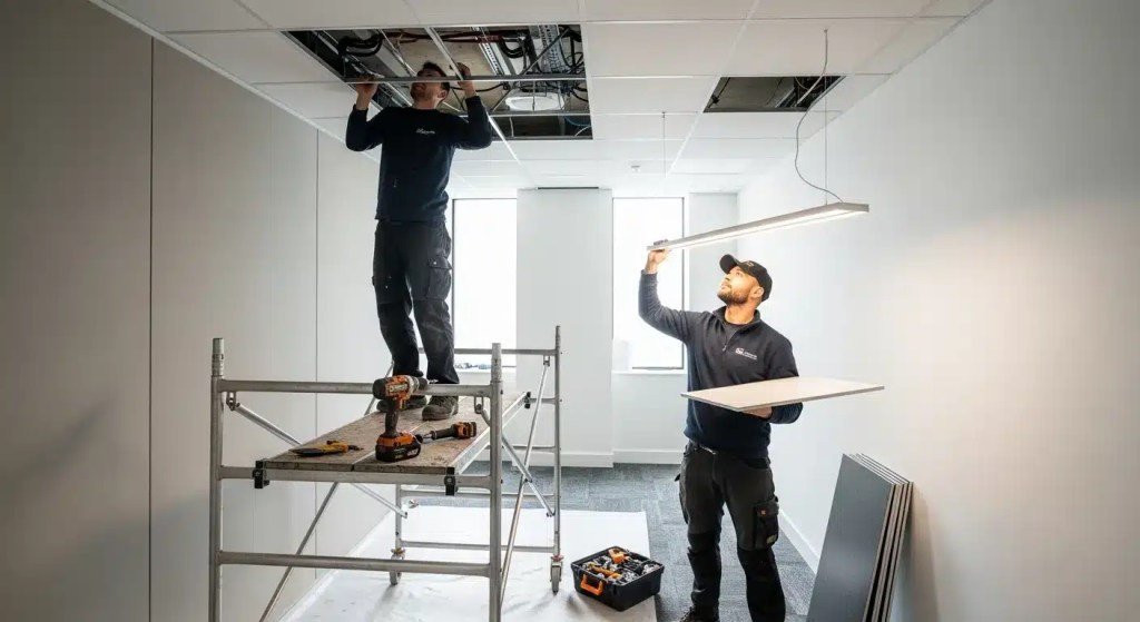 Small-scale commercial renovation with HVAC and electrical upgrades