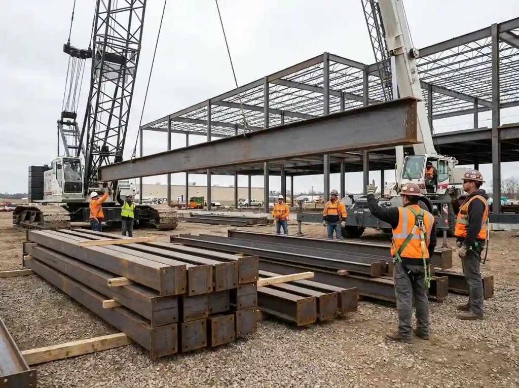 steel building erection process