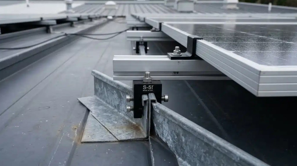 installation of solar panels on metal building