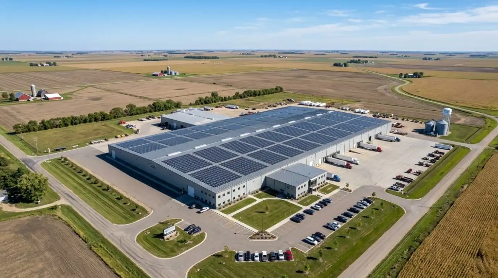 solar panels on commercial metal building