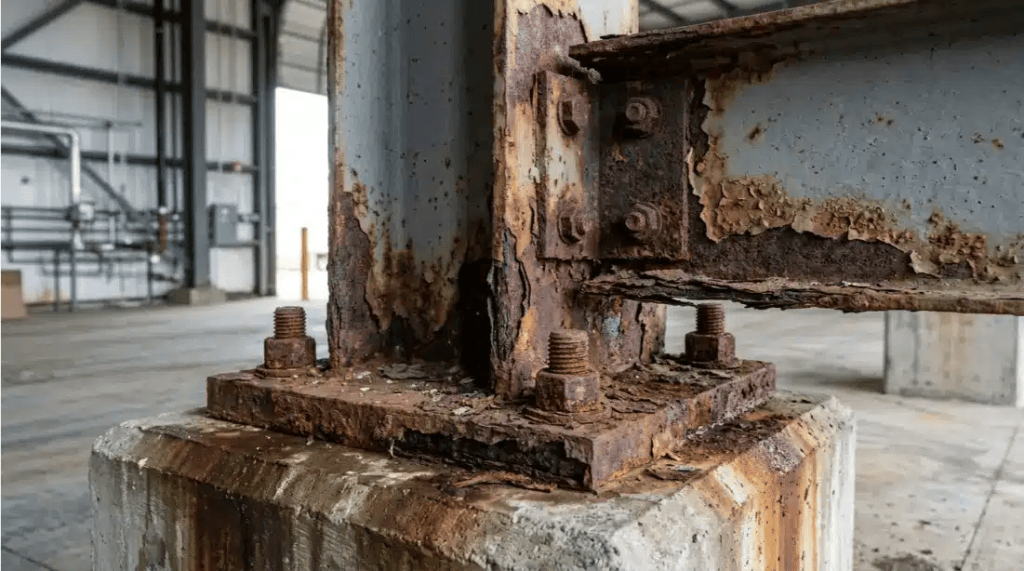 Corroded_steel_column_base_connection